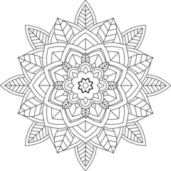 Easy Mandala coloring book simple and basic for beginners, seniors and children. Set of Mehndi flower pattern for Henna drawing and tattoo. Decoration in ethnic oriental, Indian style.
