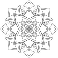 Easy Mandala coloring book simple and basic for beginners, seniors and children. Set of Mehndi flower pattern for Henna drawing and tattoo. Decoration in ethnic oriental, Indian style.