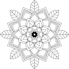 Easy Mandala coloring book simple and basic for beginners, seniors and children. Set of Mehndi flower pattern for Henna drawing and tattoo. Decoration in ethnic oriental, Indian style.
