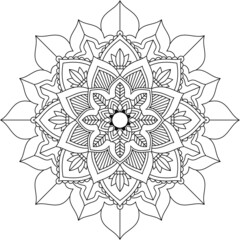 Easy Mandala coloring book simple and basic for beginners, seniors and children. Set of Mehndi flower pattern for Henna drawing and tattoo. Decoration in ethnic oriental, Indian style.