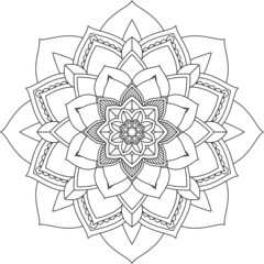 Easy Mandala coloring book simple and basic for beginners, seniors and children. Set of Mehndi flower pattern for Henna drawing and tattoo. Decoration in ethnic oriental, Indian style.