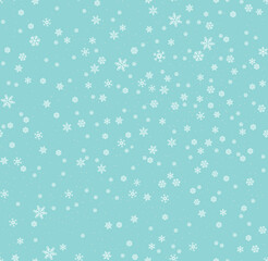 Fototapeta na wymiar Christmas seamless pattern with snowflakes abstract background. White snowflakes. Vector illustration. Light blue background. Holiday design for Christmas and New Year fashion prints.
