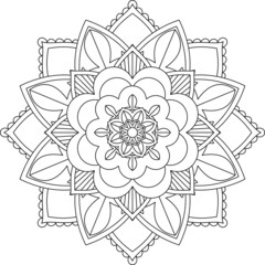 Easy Mandala coloring book simple and basic for beginners, seniors and children. Set of Mehndi flower pattern for Henna drawing and tattoo. Decoration in ethnic oriental, Indian style.