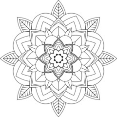 Easy Mandala coloring book simple and basic for beginners, seniors and children. Set of Mehndi flower pattern for Henna drawing and tattoo. Decoration in ethnic oriental, Indian style.