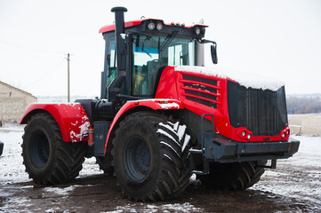 Fototapeta na wymiar Winter parking of agricultural machinery