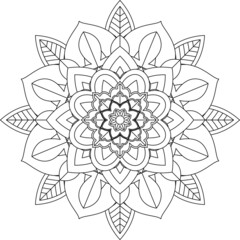 Easy Mandala coloring book simple and basic for beginners, seniors and children. Set of Mehndi flower pattern for Henna drawing and tattoo. Decoration in ethnic oriental, Indian style.