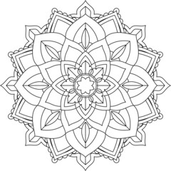 Easy Mandala coloring book simple and basic for beginners, seniors and children. Set of Mehndi flower pattern for Henna drawing and tattoo. Decoration in ethnic oriental, Indian style.