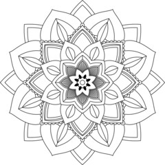 Easy Mandala coloring book simple and basic for beginners, seniors and children. Set of Mehndi flower pattern for Henna drawing and tattoo. Decoration in ethnic oriental, Indian style.