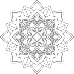 Easy Mandala coloring book simple and basic for beginners, seniors and children. Set of Mehndi flower pattern for Henna drawing and tattoo. Decoration in ethnic oriental, Indian style.
