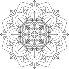 Easy Mandala coloring book simple and basic for beginners, seniors and children. Set of Mehndi flower pattern for Henna drawing and tattoo. Decoration in ethnic oriental, Indian style.