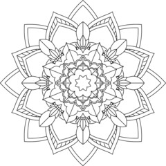 Easy Mandala coloring book simple and basic for beginners, seniors and children. Set of Mehndi flower pattern for Henna drawing and tattoo. Decoration in ethnic oriental, Indian style.