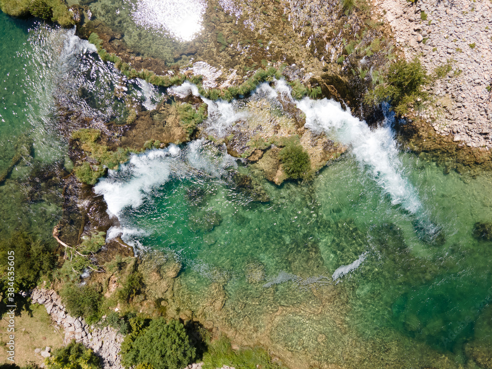 Wall mural Zrmanja River in northern Dalmatia, Croatia is famous for its crystal clear waters and countless waterfalls surrounded by a deep canyon.