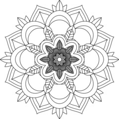 Easy Mandala coloring book simple and basic for beginners, seniors and children. Set of Mehndi flower pattern for Henna drawing and tattoo. Decoration in ethnic oriental, Indian style.