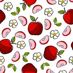 Seamless pattern with apples. For print textile. Notebook cover.