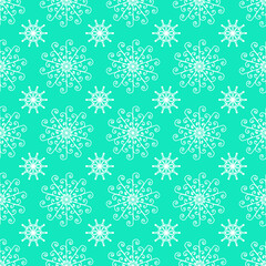 seamless  snowflakes on light green background for christmas, new year, Snowflake element seamless pattern illustration design Christmas paper wrapping decoration concept. 