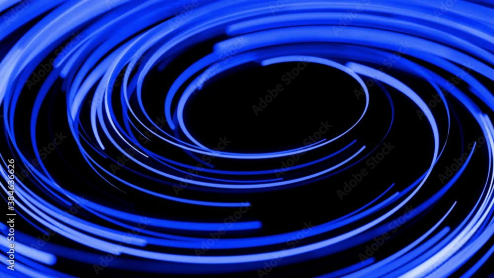 Poster motion design bg of flow particles shaping lines, helix and abstract structures. blue lines swirling