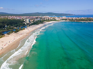 Amazing Aerial view of South Beach of Primorsko, Bulgaria