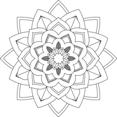 Easy Mandala coloring book simple and basic for beginners, seniors and children. Set of Mehndi flower pattern for Henna drawing and tattoo. Decoration in ethnic oriental, Indian style.