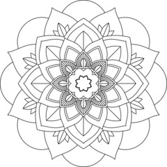 Easy Mandala coloring book simple and basic for beginners, seniors and children. Set of Mehndi flower pattern for Henna drawing and tattoo. Decoration in ethnic oriental, Indian style.