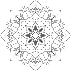 Easy Mandala coloring book simple and basic for beginners, seniors and children. Set of Mehndi flower pattern for Henna drawing and tattoo. Decoration in ethnic oriental, Indian style.