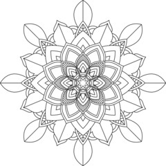 Easy Mandala coloring book simple and basic for beginners, seniors and children. Set of Mehndi flower pattern for Henna drawing and tattoo. Decoration in ethnic oriental, Indian style.