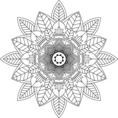 Easy Mandala coloring book simple and basic for beginners, seniors and children. Set of Mehndi flower pattern for Henna drawing and tattoo. Decoration in ethnic oriental, Indian style.