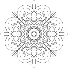 Easy Mandala coloring book simple and basic for beginners, seniors and children. Set of Mehndi flower pattern for Henna drawing and tattoo. Decoration in ethnic oriental, Indian style.