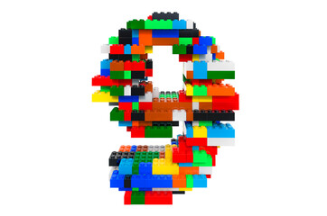 Fototapeta premium Number 9 from colorful building toy blocks, 3D rendering