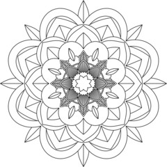 Easy Mandala coloring book simple and basic for beginners, seniors and children. Set of Mehndi flower pattern for Henna drawing and tattoo. Decoration in ethnic oriental, Indian style.