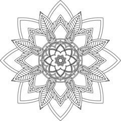 Easy Mandala coloring book simple and basic for beginners, seniors and children. Set of Mehndi flower pattern for Henna drawing and tattoo. Decoration in ethnic oriental, Indian style.