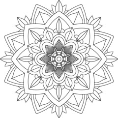 Easy Mandala coloring book simple and basic for beginners, seniors and children. Set of Mehndi flower pattern for Henna drawing and tattoo. Decoration in ethnic oriental, Indian style.