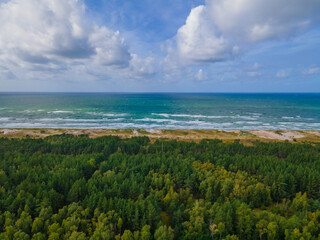 Aerial view of dead grey dunes in Curonian spit, Lithuania