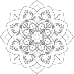Easy Mandala coloring book simple and basic for beginners, seniors and children. Set of Mehndi flower pattern for Henna drawing and tattoo. Decoration in ethnic oriental, Indian style.
