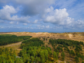 Fototapeta premium Aerial view of dead grey dunes in Curonian spit, Lithuania