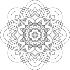 Easy Mandala coloring book simple and basic for beginners, seniors and children. Set of Mehndi flower pattern for Henna drawing and tattoo. Decoration in ethnic oriental, Indian style.