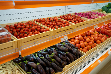 red tomatoes background. Group of tomatoes basket box