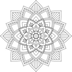 Easy Mandala coloring book simple and basic for beginners, seniors and children. Set of Mehndi flower pattern for Henna drawing and tattoo. Decoration in ethnic oriental, Indian style.
