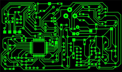 Motherboard, circuit of radio components or computer equipment.