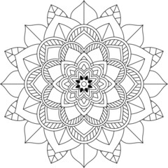 Easy Mandala coloring book simple and basic for beginners, seniors and children. Set of Mehndi flower pattern for Henna drawing and tattoo. Decoration in ethnic oriental, Indian style.