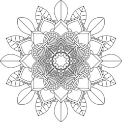 Easy Mandala coloring book simple and basic for beginners, seniors and children. Set of Mehndi flower pattern for Henna drawing and tattoo. Decoration in ethnic oriental, Indian style.