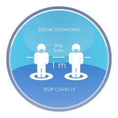 Distanciation sociale, coronavirus maladie, covid-19 pandémie dans un bouton