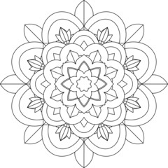 Easy Mandala coloring book simple and basic for beginners, seniors and children. Set of Mehndi flower pattern for Henna drawing and tattoo. Decoration in ethnic oriental, Indian style.