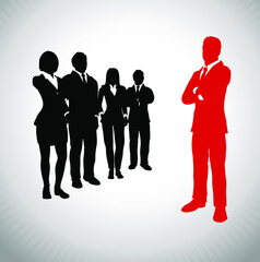 A team with its successful leader at its side.