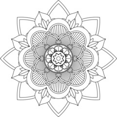 Easy Mandala coloring book simple and basic for beginners, seniors and children. Set of Mehndi flower pattern for Henna drawing and tattoo. Decoration in ethnic oriental, Indian style.