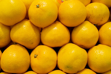 Colorful Display Of Lemons In Market yellow ripe farm products natural