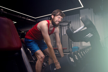 It too hard for me. A thin man cannot lift dumbbells. A thin man striving for a perfect muscular body lifts dumbbells with a shocked expression on his face