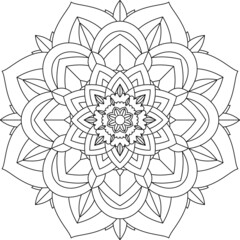 Easy Mandala coloring book simple and basic for beginners, seniors and children. Set of Mehndi flower pattern for Henna drawing and tattoo. Decoration in ethnic oriental, Indian style.