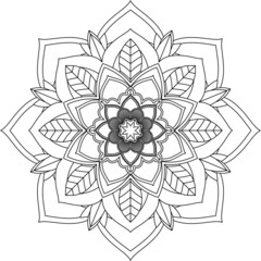 Easy Mandala coloring book simple and basic for beginners, seniors and children. Set of Mehndi flower pattern for Henna drawing and tattoo. Decoration in ethnic oriental, Indian style.