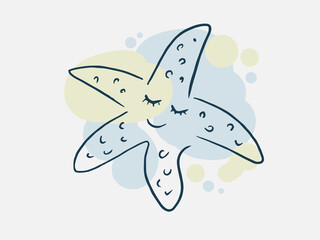 Vector illustration of cartoon starfish. Icon on the marine theme. Illustration of a marine life. Picture for printing