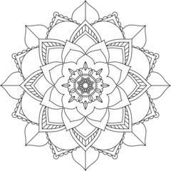 Easy Mandala coloring book simple and basic for beginners, seniors and children. Set of Mehndi flower pattern for Henna drawing and tattoo. Decoration in ethnic oriental, Indian style.